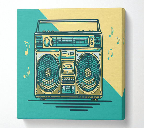 A Square Canvas Print Showing Boombox Music Maker Square Wall Art