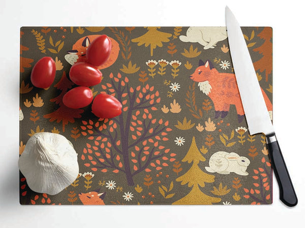 The Fox And The Rabbit Glass Chopping Board
