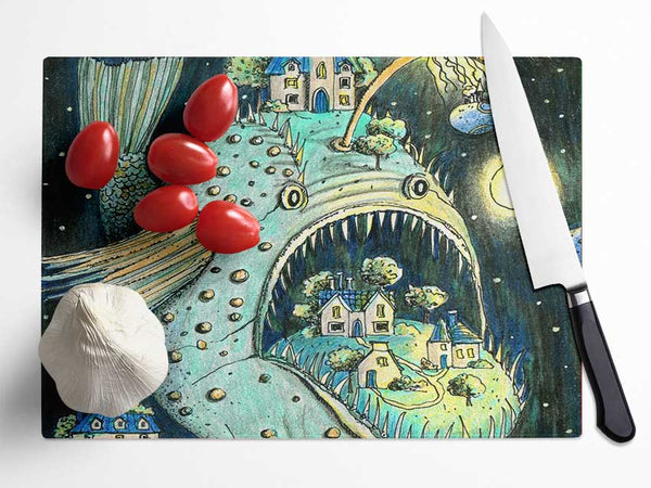 The Angler Fish Town Glass Chopping Board