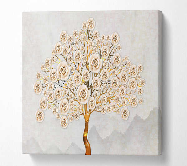 A Square Canvas Print Showing Huge Rose Tree Square Wall Art