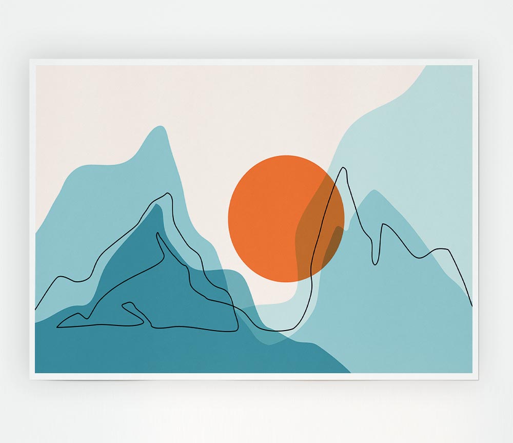 The Sun And Mountain Scene Print Poster Wall Art