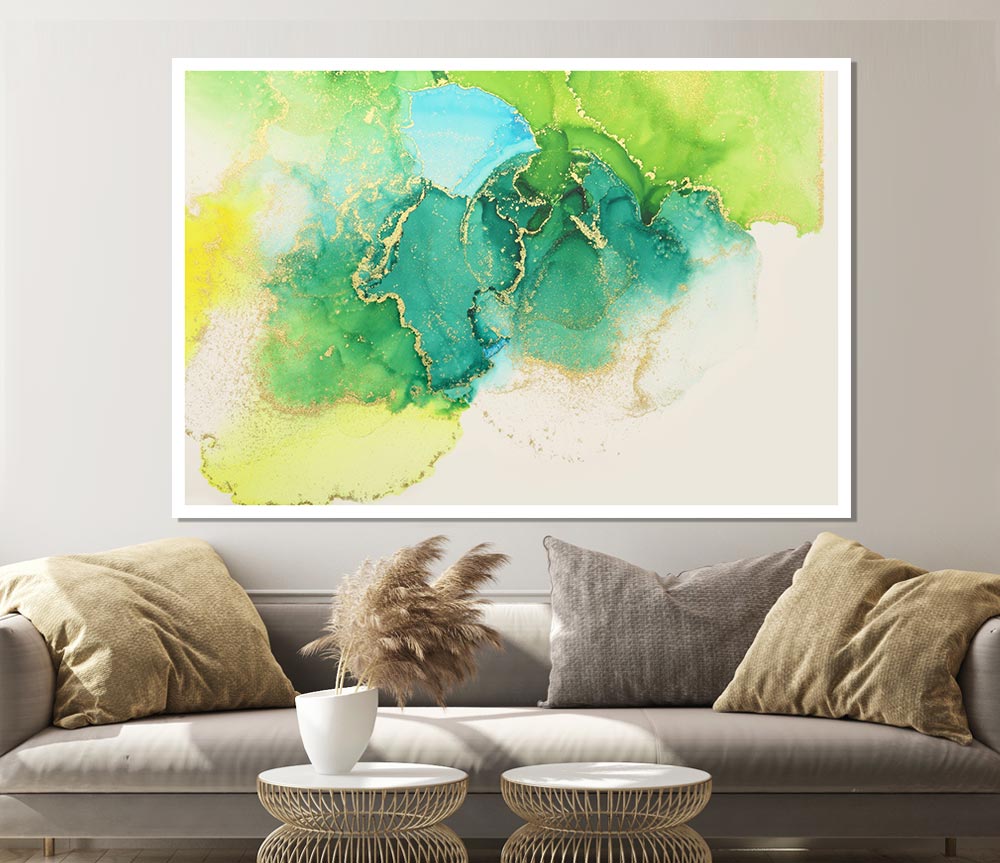 The Green And Blue Gold Wash Print Poster Wall Art