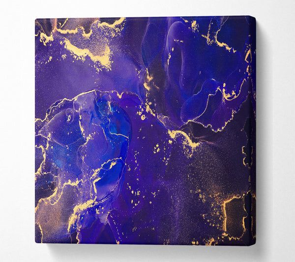 A Square Canvas Print Showing Royal Blue Glitter Square Wall Art