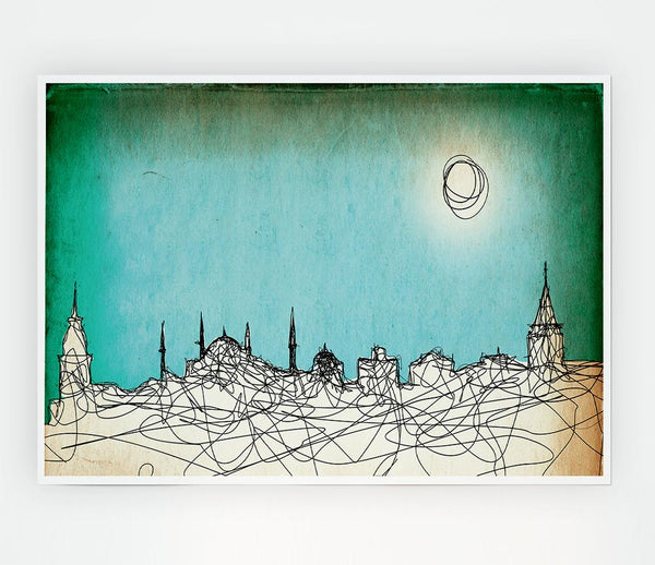 Where The Sun Sets Over Town Print Poster Wall Art