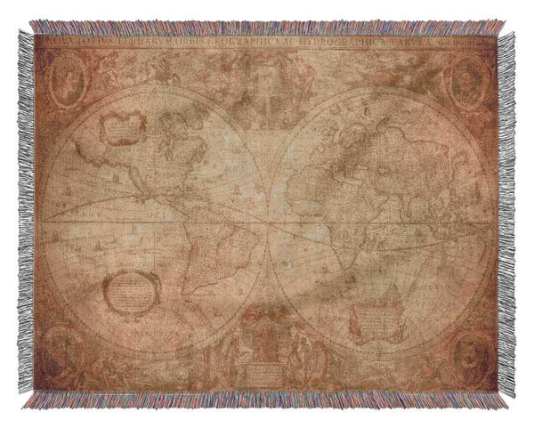 The Map Of The World Vintage Woven Blanket