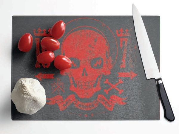 Retro Skull Red Glass Chopping Board