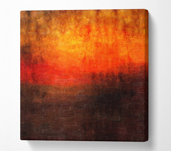 A Square Canvas Print Showing Orange Burns Black To Red Square Wall Art