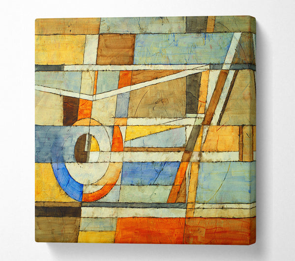 A Square Canvas Print Showing Abstract Grids Of Colours Square Wall Art