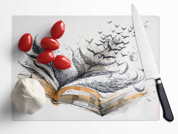 The Book Of Birds Glass Chopping Board