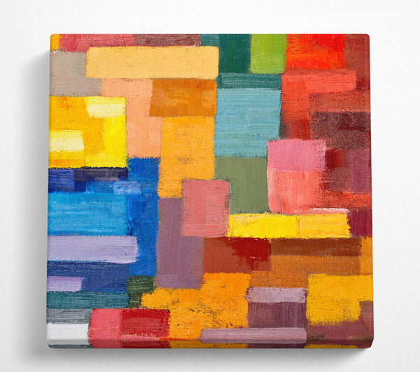 A Square Canvas Print Showing Patchwork Colours Mix Square Wall Art