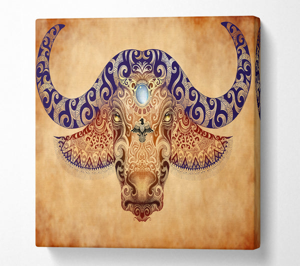 A Square Canvas Print Showing The Ethnic Ox Square Wall Art