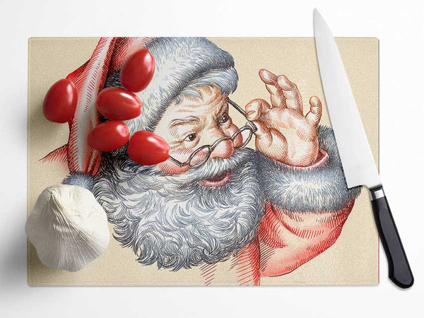 Santa Is Here Glass Chopping Board
