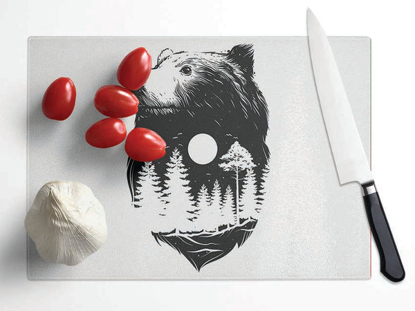 Camp With The Bears Glass Chopping Board