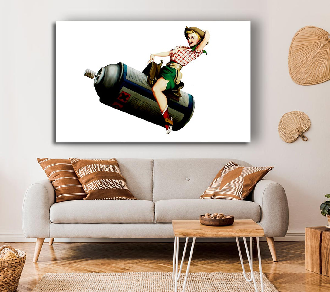 Picture of Spray Can Cowgirl Canvas Print Wall Art