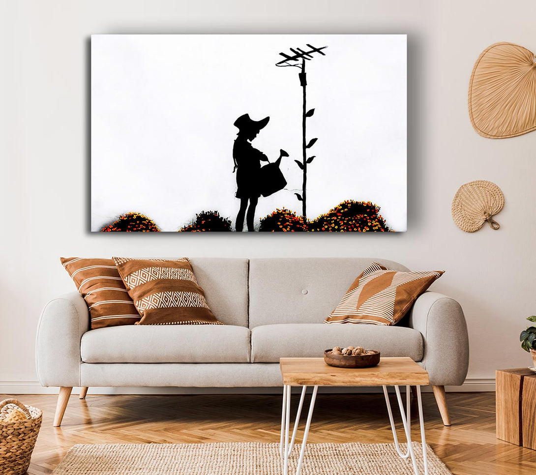 Picture of Watering Can Girl Canvas Print Wall Art