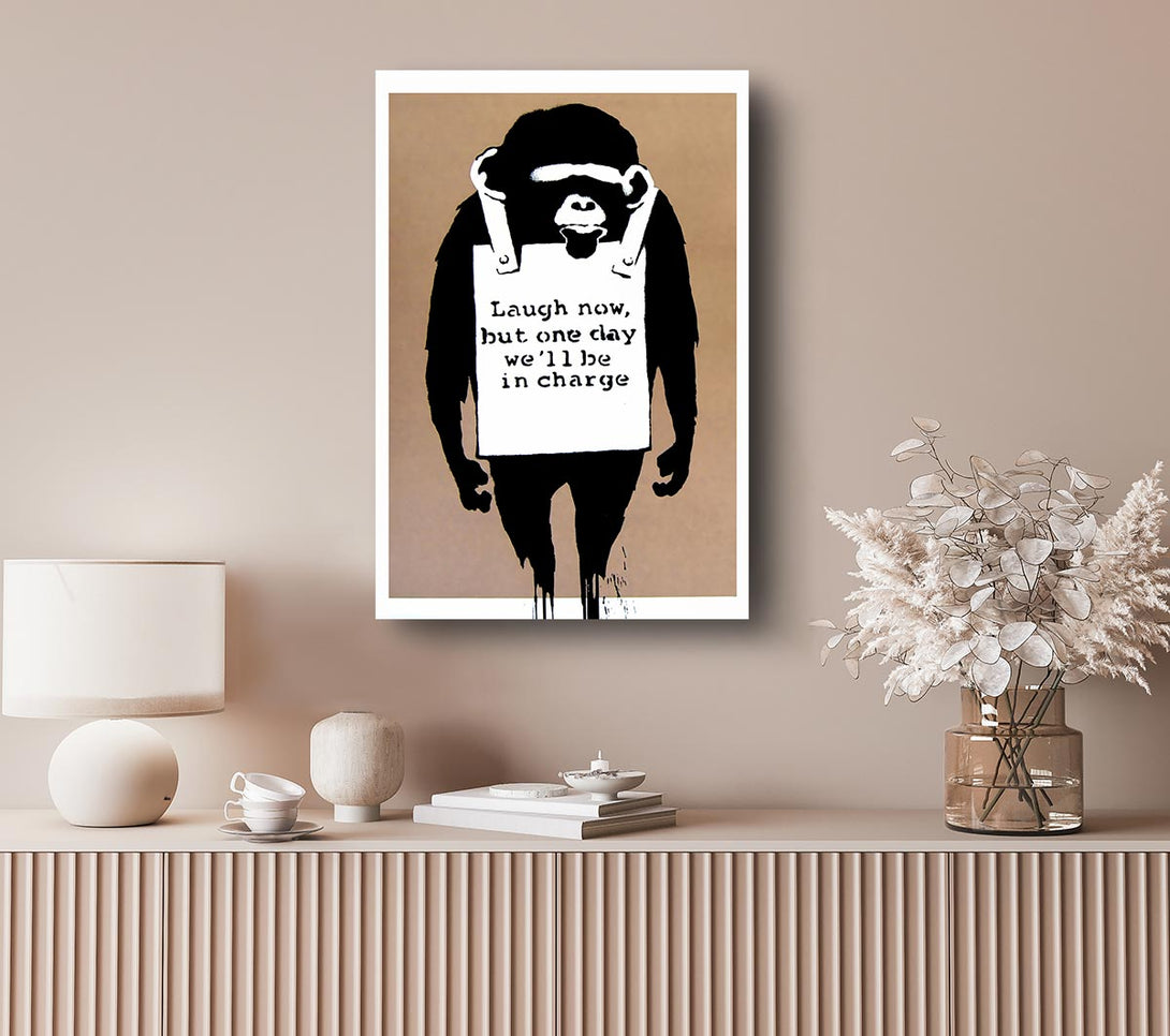 Picture of Laugh Now Monkey Beige Canvas Print Wall Art