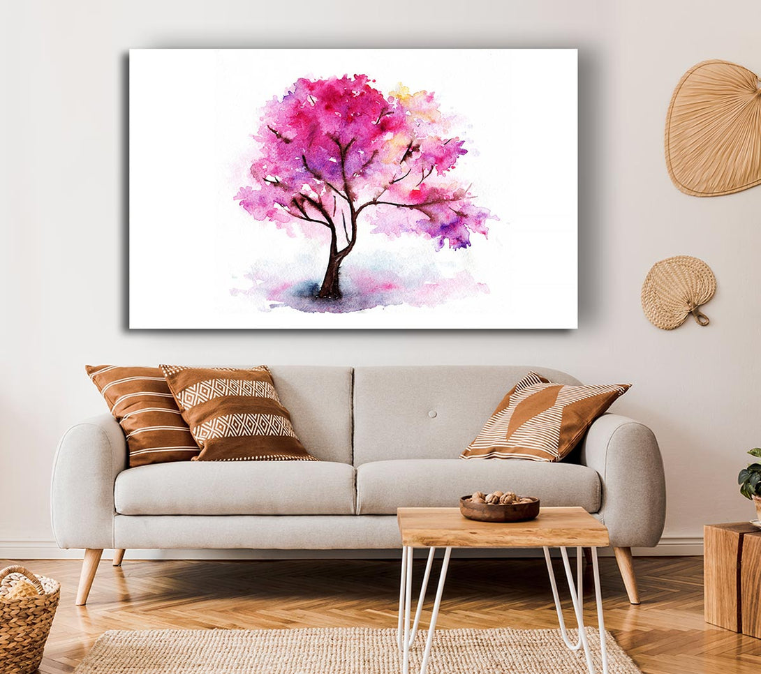 Picture of Pink Lonesome Tree Canvas Print Wall Art
