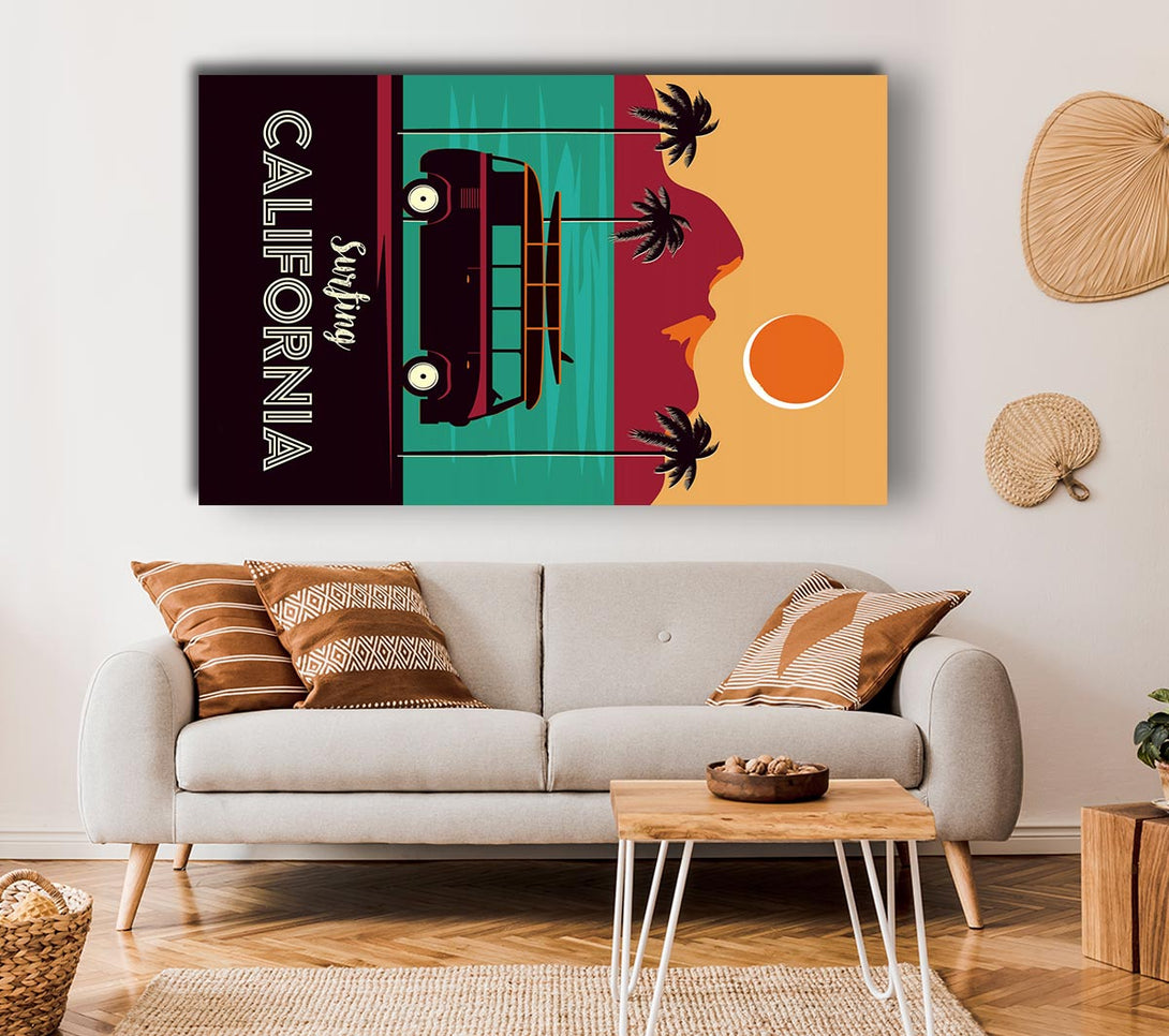 Picture of California Surfing Canvas Print Wall Art