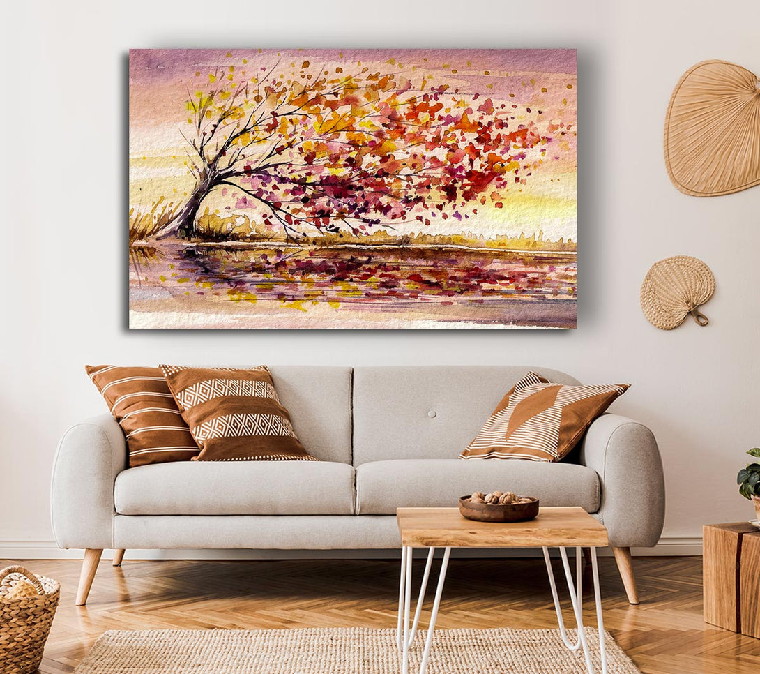 Picture of Winter Leaves Fall From The Tree Canvas Print Wall Art