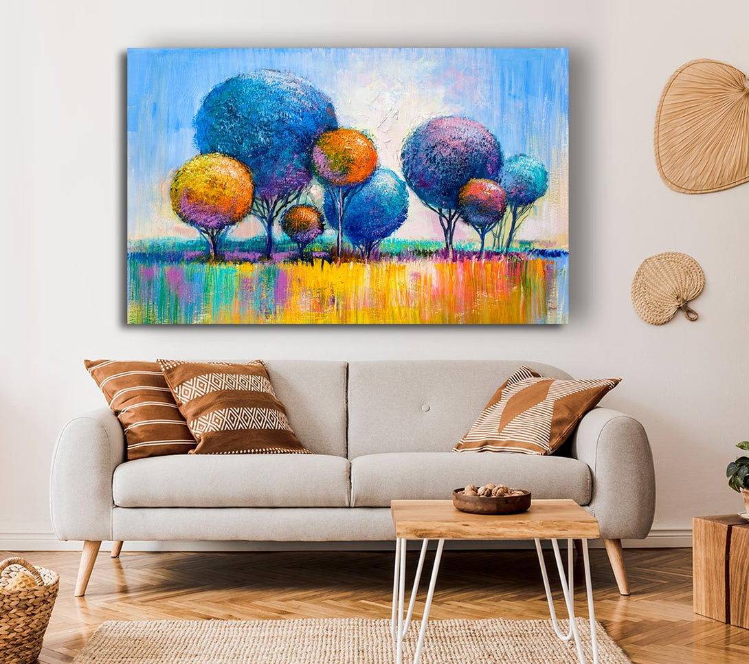 Picture of Circular Trees In The Meadow Canvas Print Wall Art