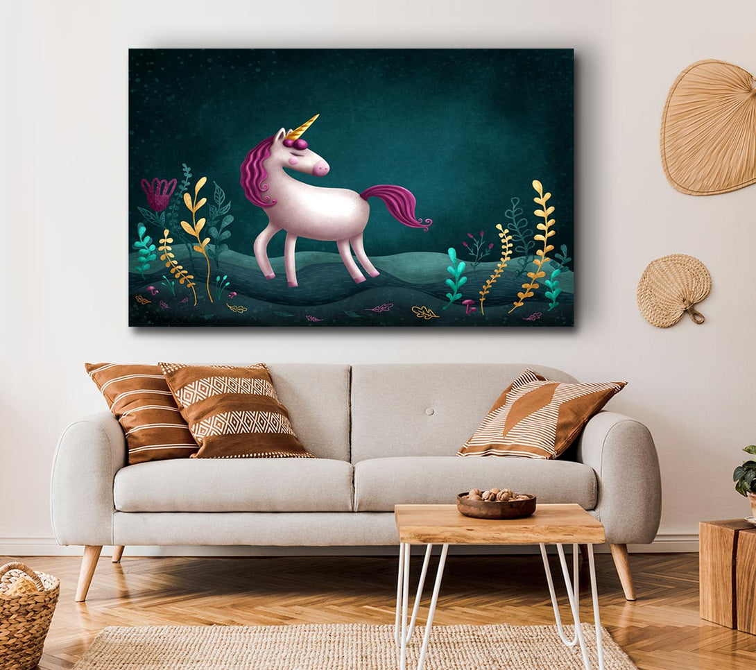 Picture of The Happy Unicorn Canvas Print Wall Art