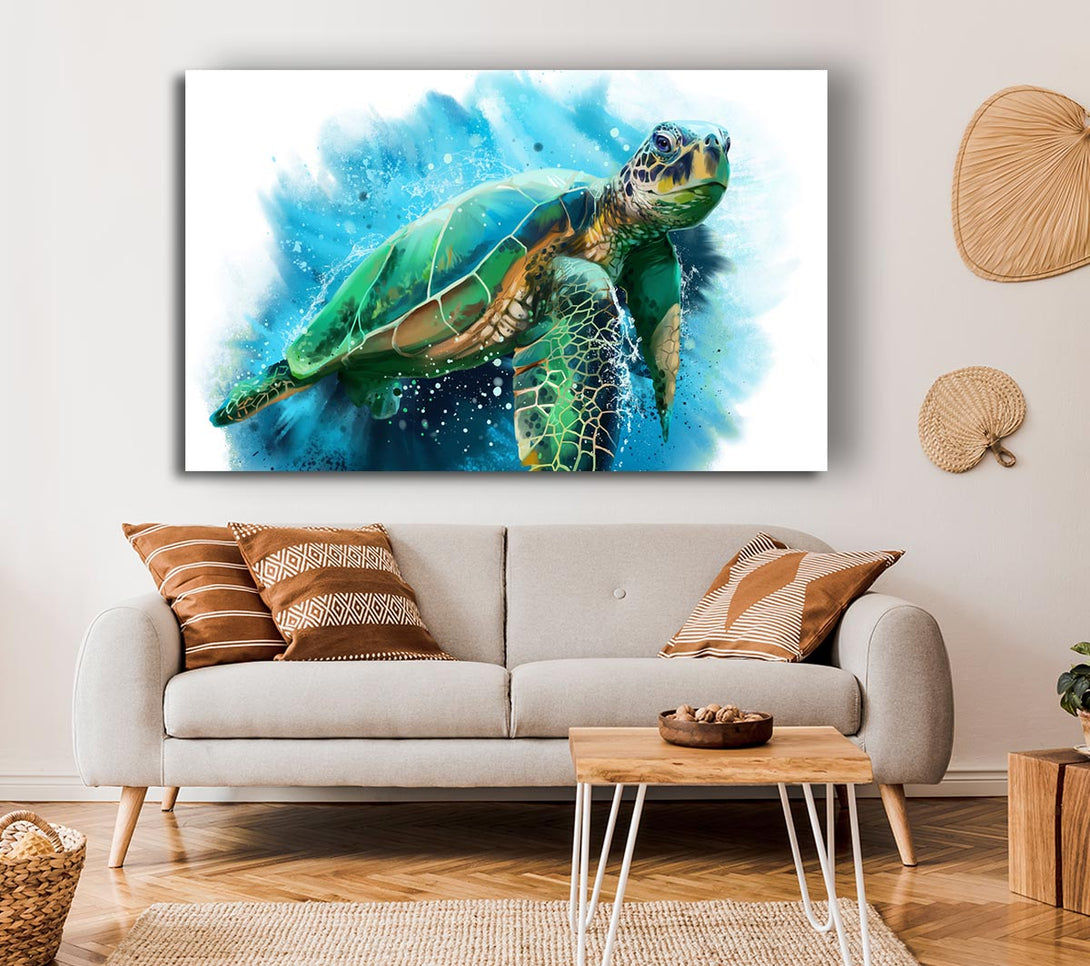 Picture of The Sea Turtle Watercolour Canvas Print Wall Art