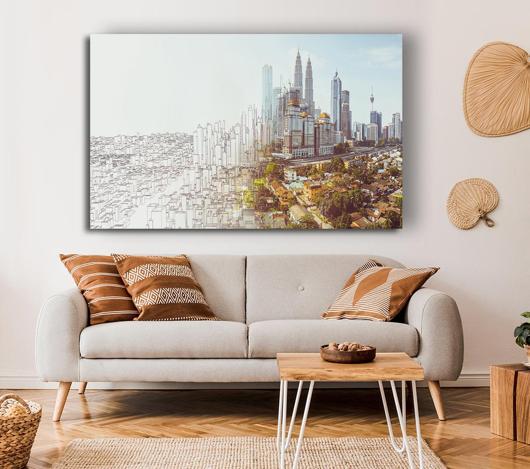Picture of Sketch To Reality City Canvas Print Wall Art