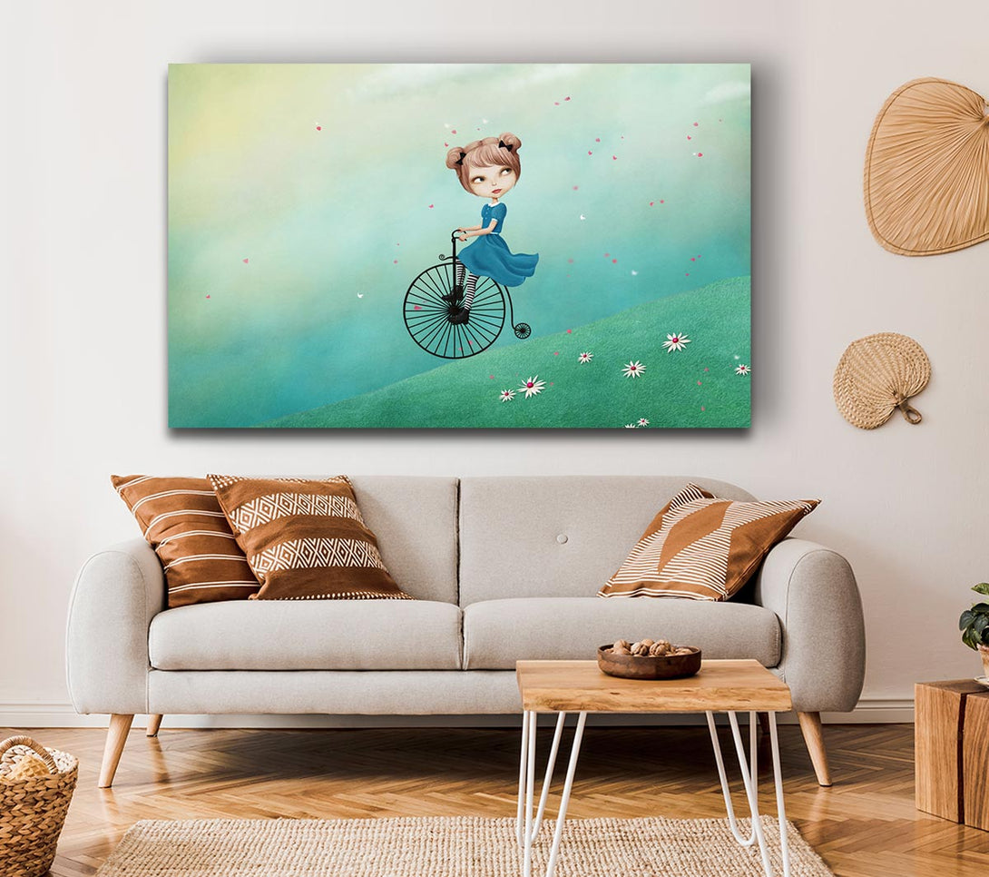Picture of Alice In Wonderland Penny Farthing Canvas Print Wall Art