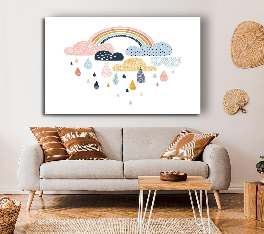 Picture of Multi Coloured Clouds And Rain Canvas Print Wall Art