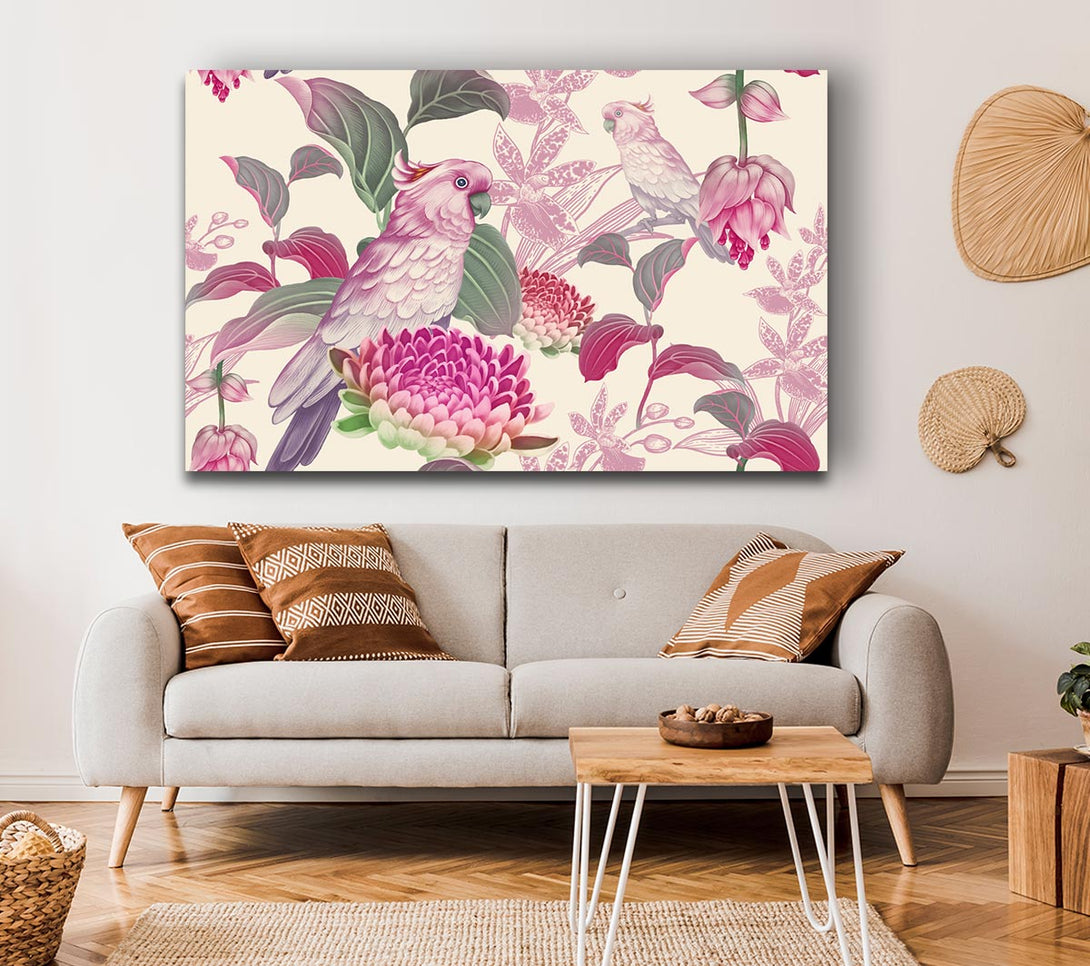 Picture of The Parrot Is Of Floral Pattern Canvas Print Wall Art