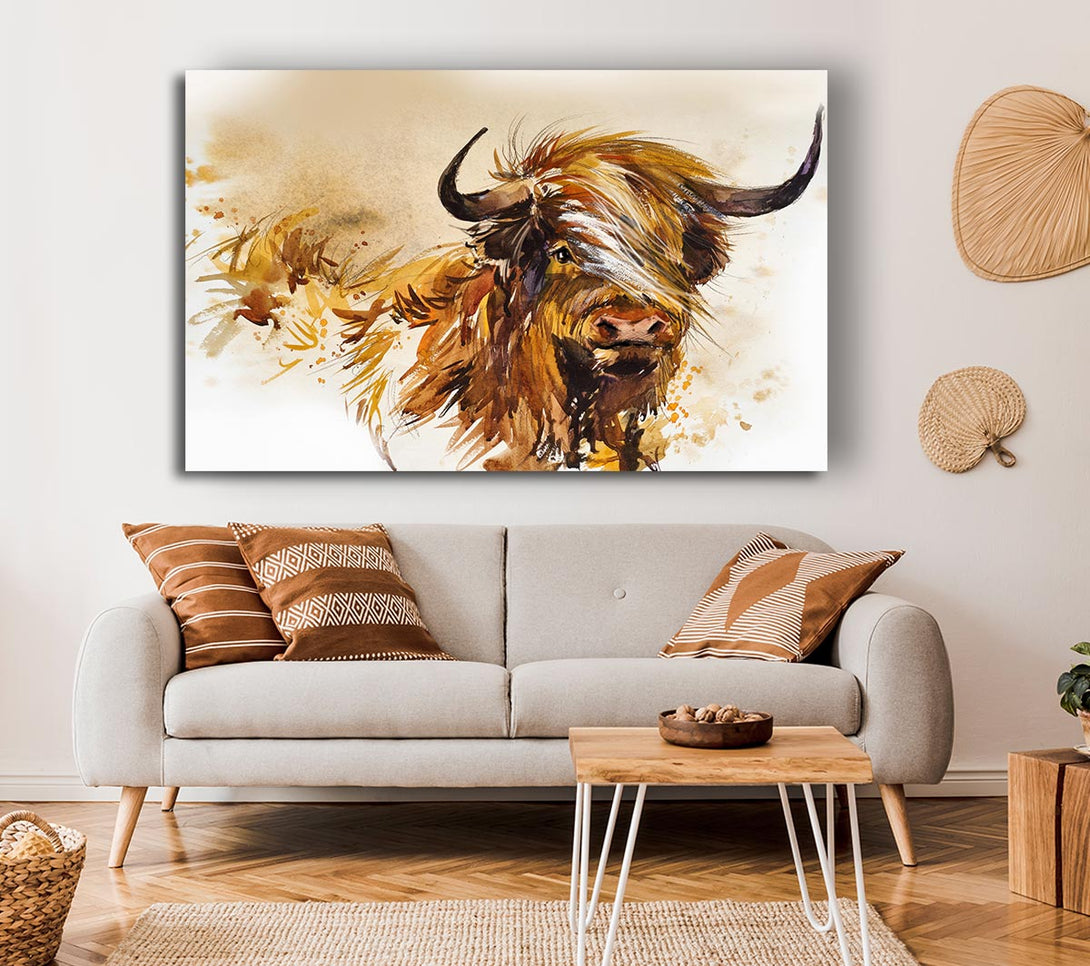 Picture of The Orange Highland Cow Canvas Print Wall Art
