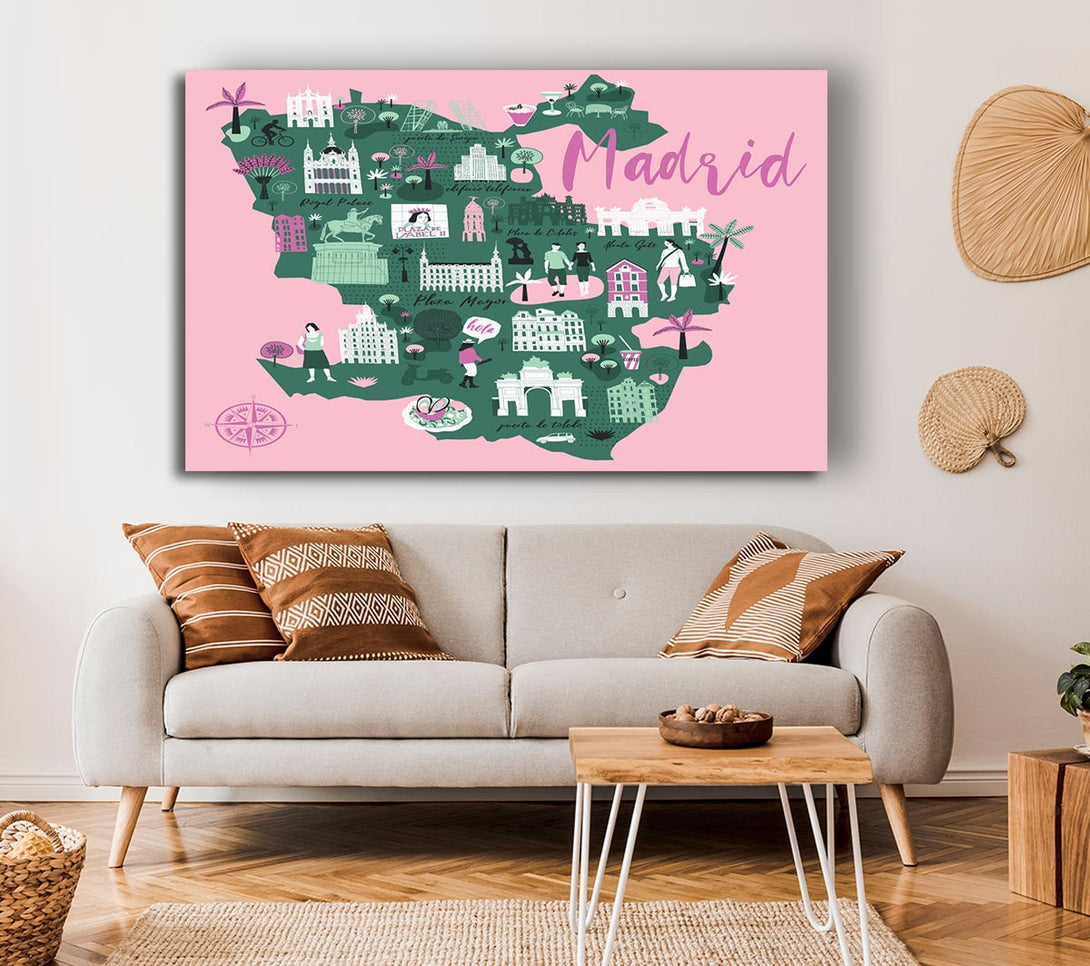 Picture of The Little Map Of Madrid Canvas Print Wall Art