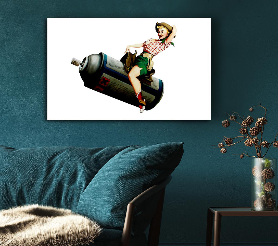 Picture of Spray Can Cowgirl Canvas Print Wall Art