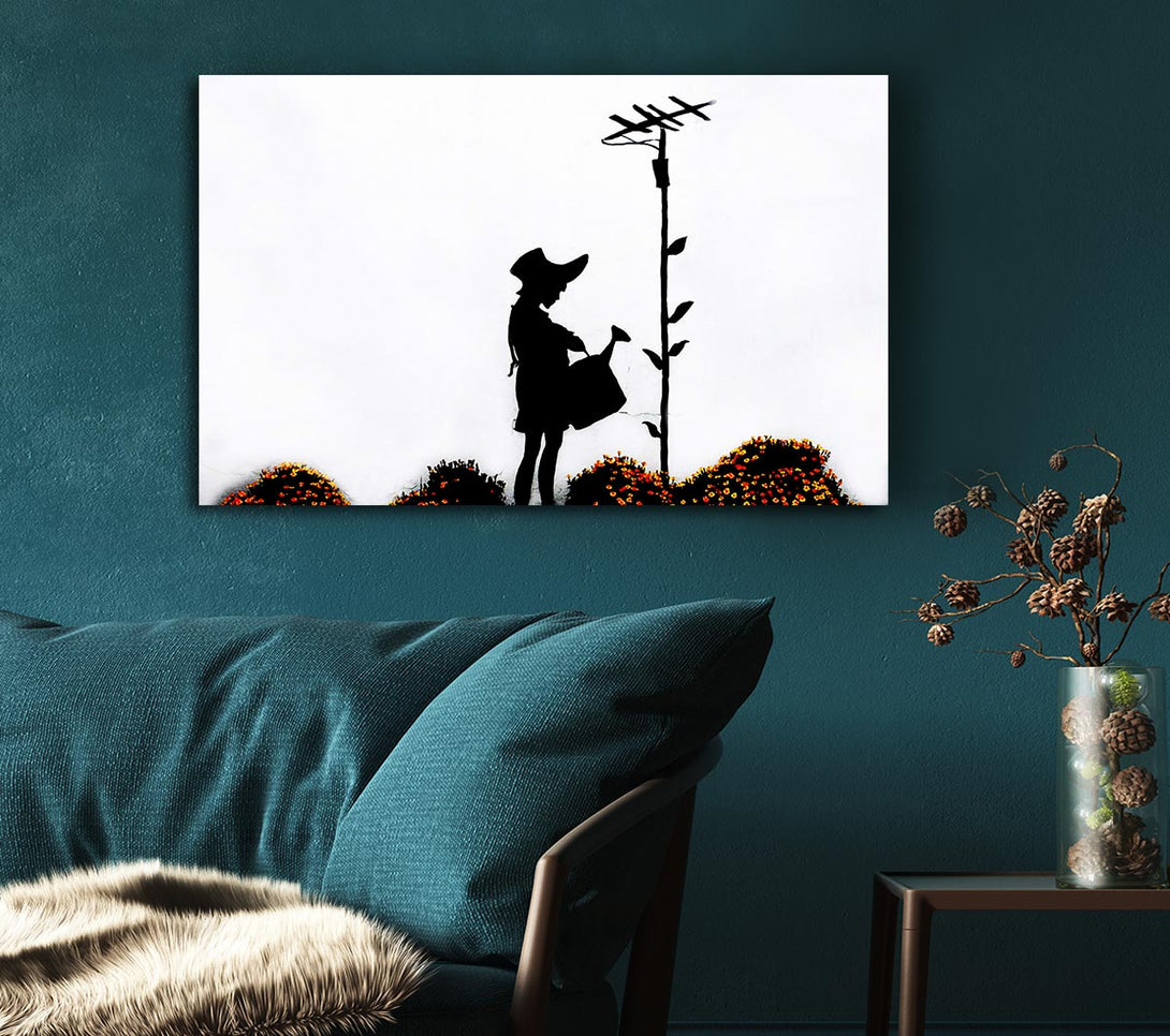 Picture of Watering Can Girl Canvas Print Wall Art
