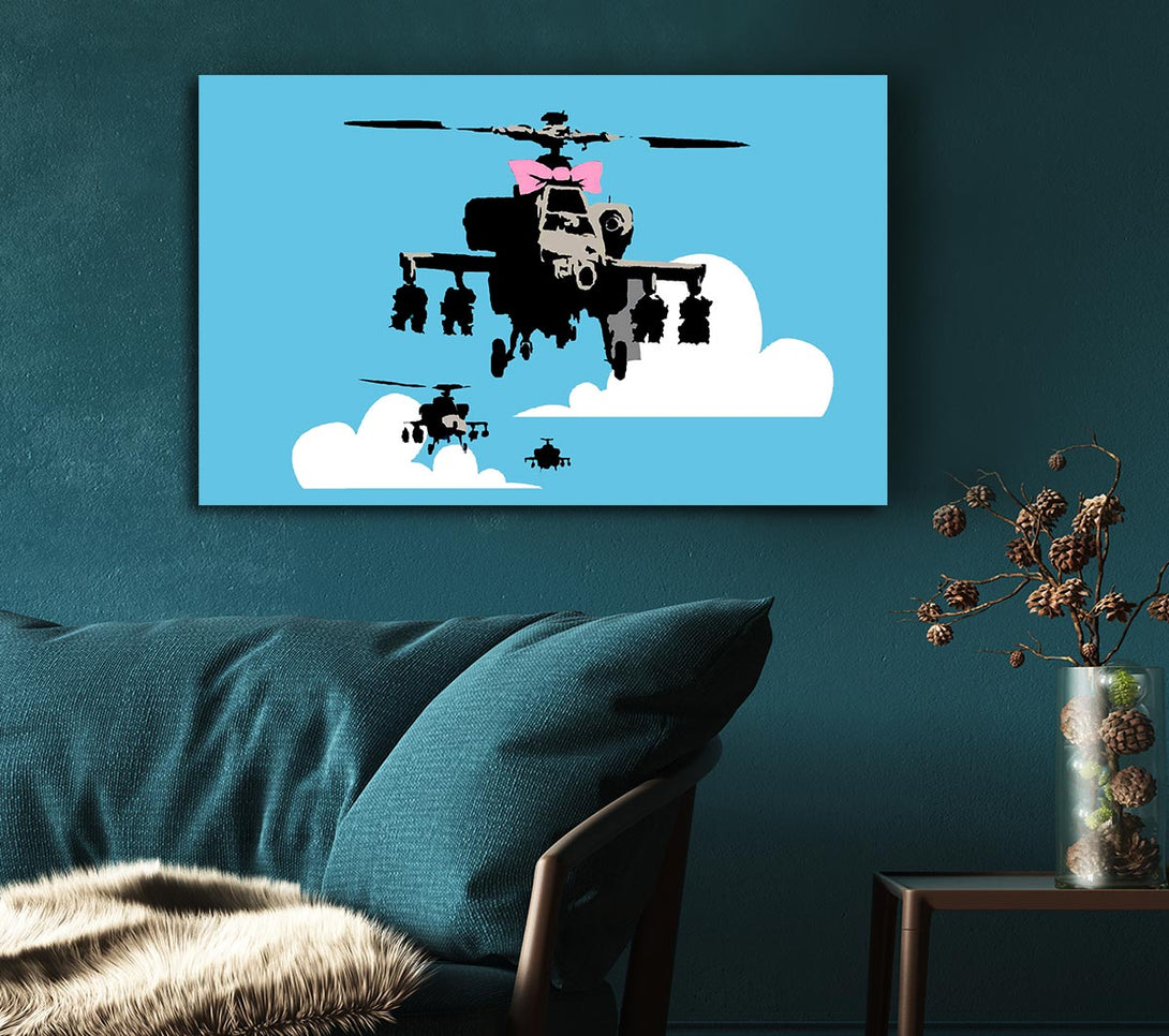 Picture of Hellicopter Bow Blue Canvas Print Wall Art