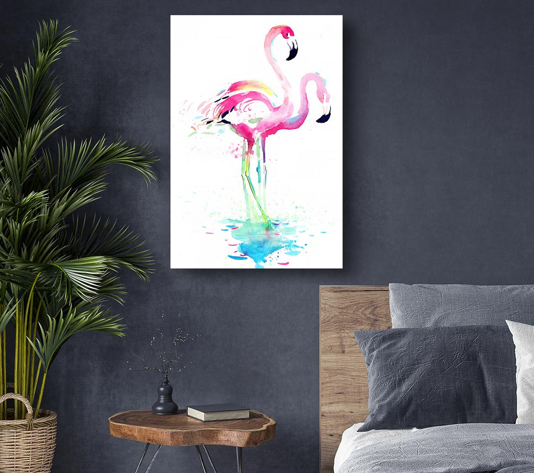 Picture of Flamingo Watercolour Canvas Print Wall Art