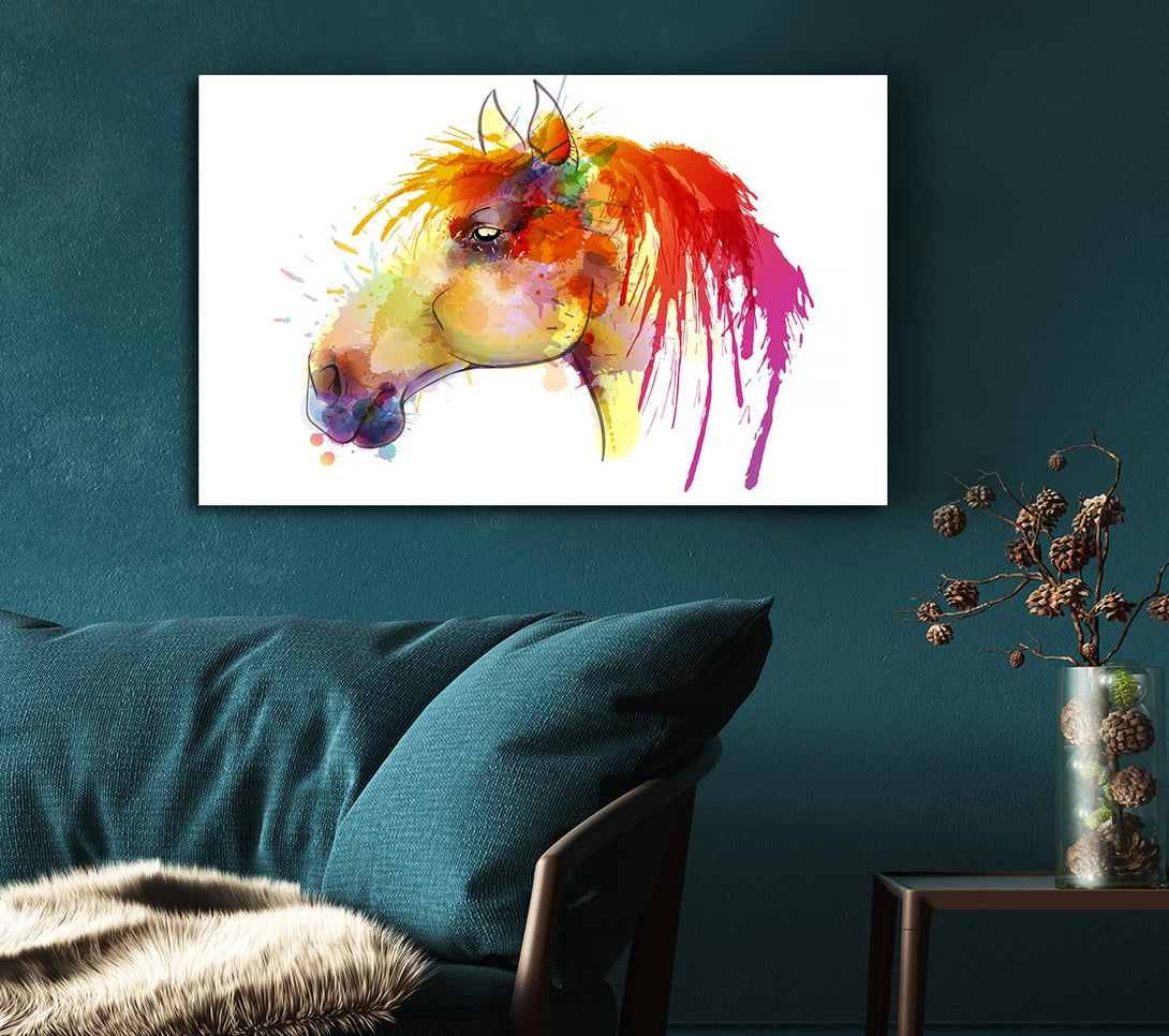 Picture of Beautiful Rainbow Horse Canvas Print Wall Art