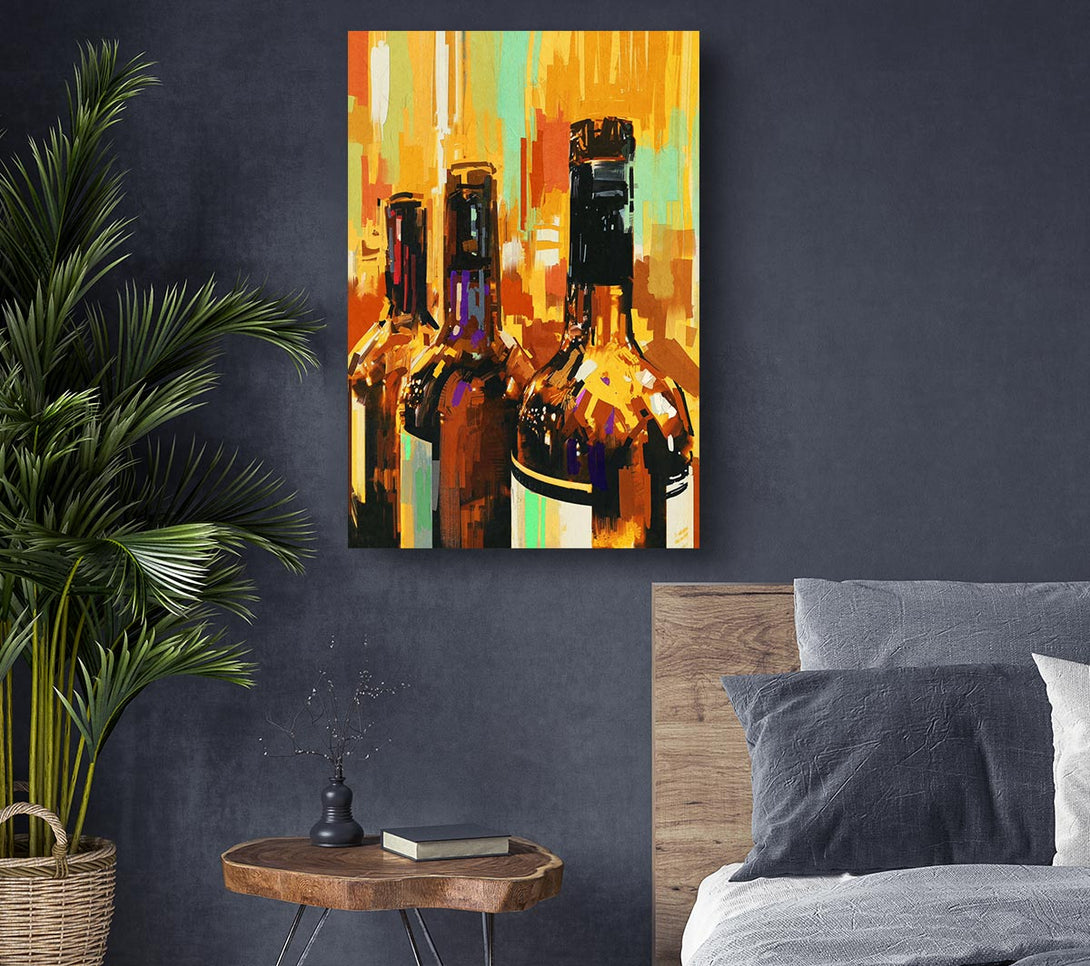 Picture of Retro Wine Bottles Canvas Print Wall Art