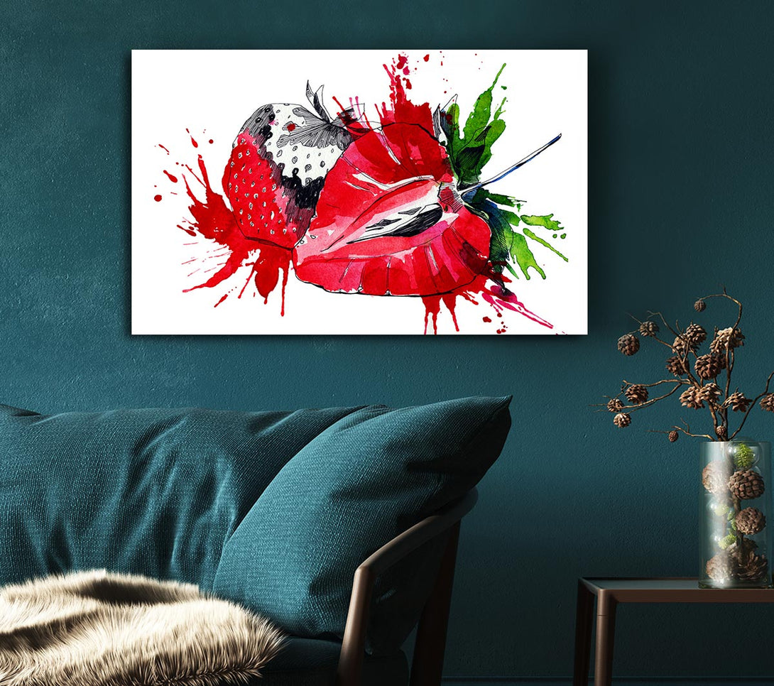 Picture of Strawberry Splash Canvas Print Wall Art
