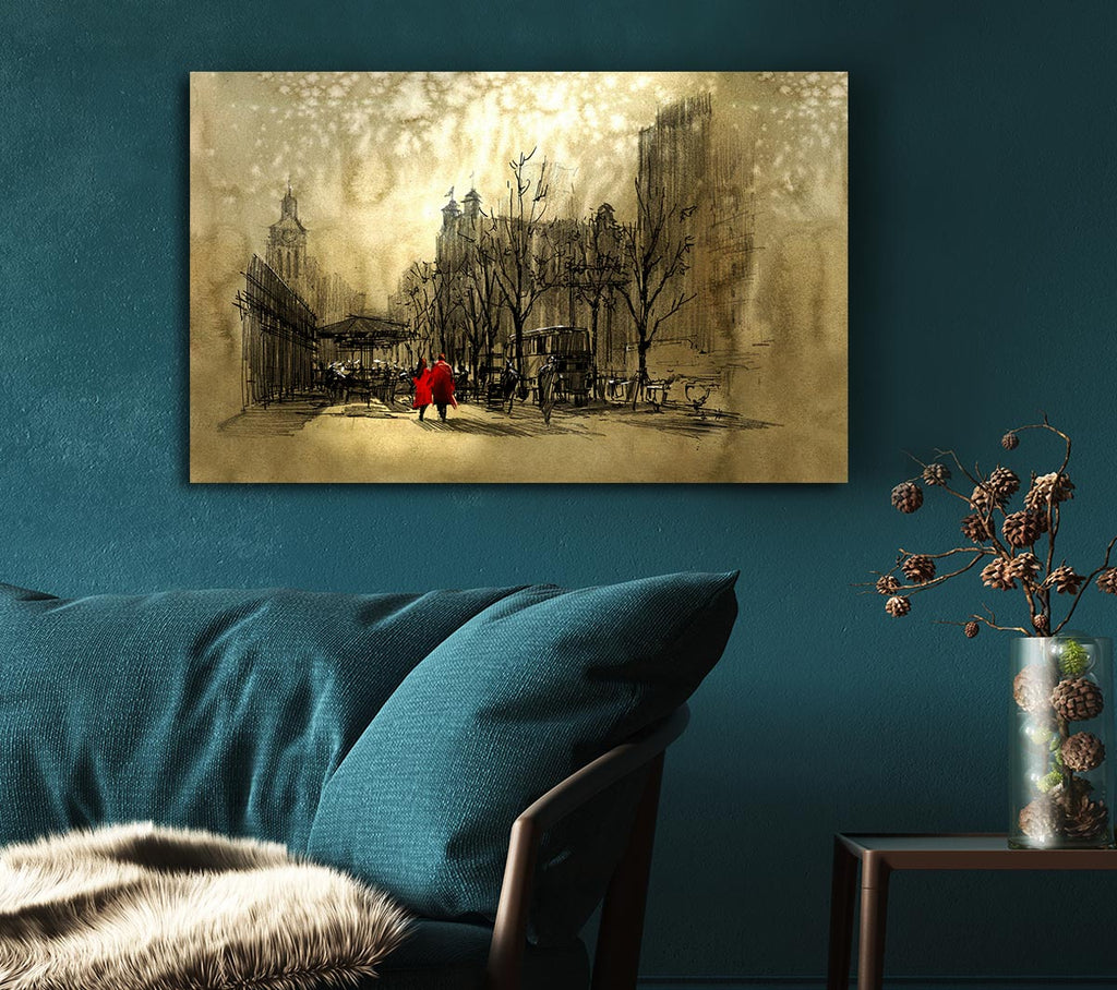 Picture of Golden City Walk Canvas Print Wall Art