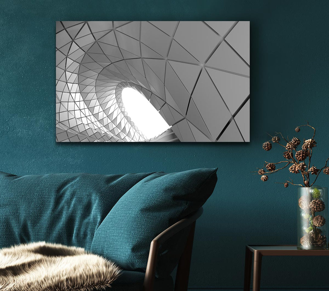 Picture of Swirl of geometric shapes on building Canvas Print Wall Art