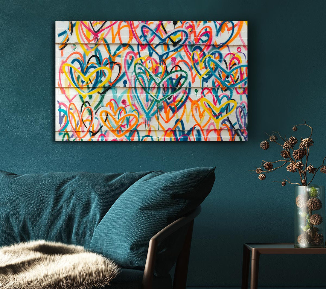Picture of Colour Spectrum Hearts Canvas Print Wall Art