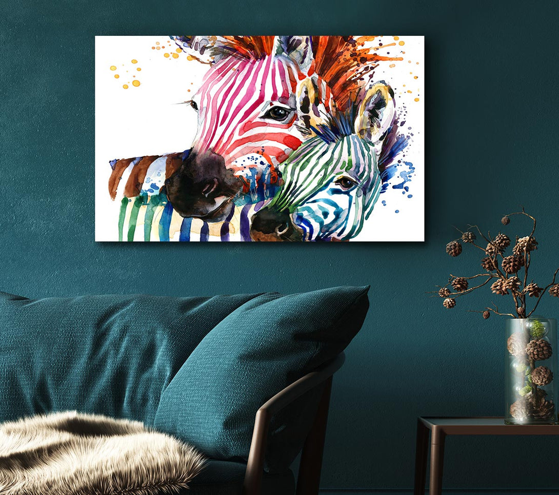 Picture of Multicoloured Rainbow Zebra Canvas Print Wall Art