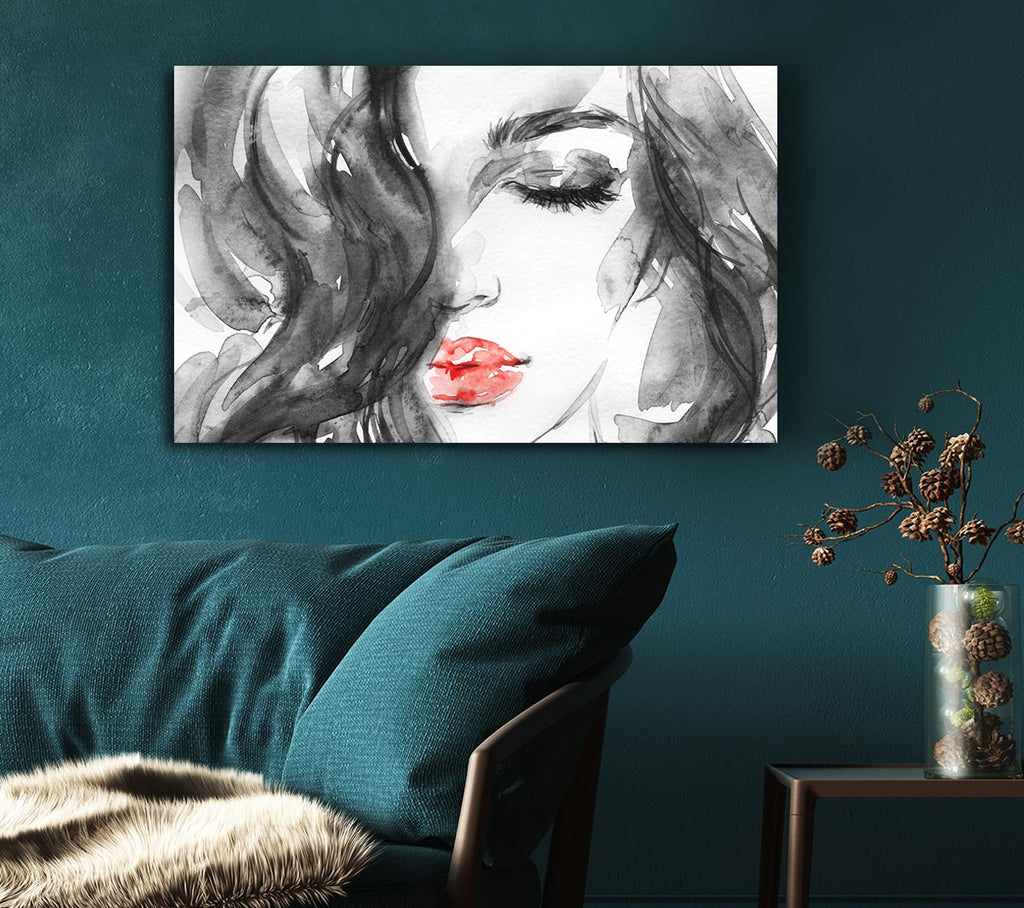 Picture of Watercolour Red Lips Canvas Print Wall Art