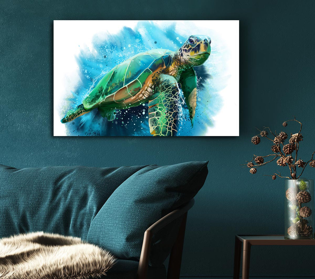 Picture of The Sea Turtle Watercolour Canvas Print Wall Art