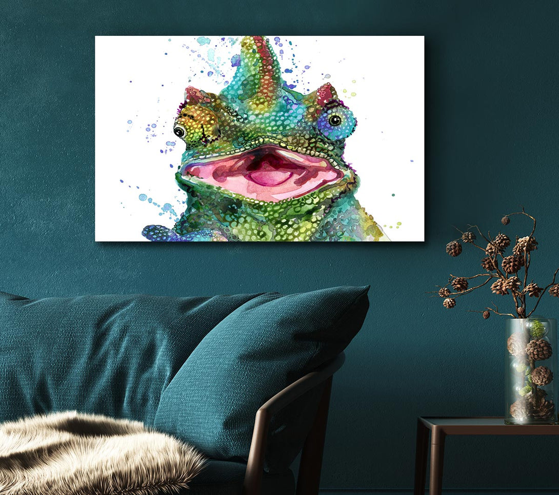 Picture of Chameleon Paint Splat Canvas Print Wall Art