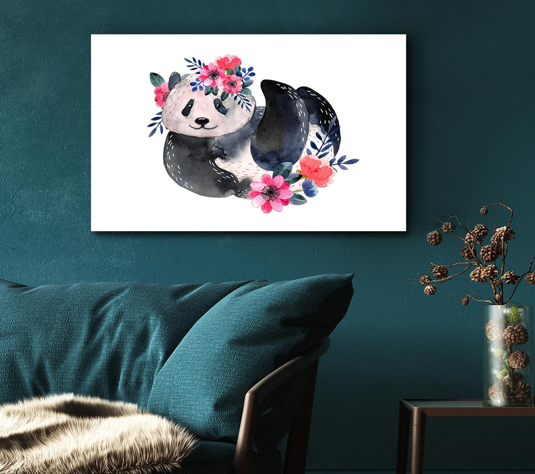 Picture of Cute Floral Panda Canvas Print Wall Art