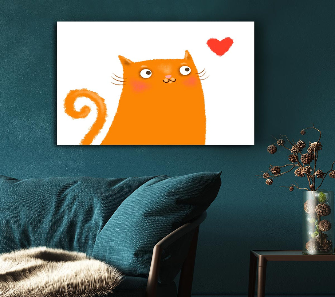 Picture of The Love Heart Orange Cat Canvas Print Wall Art