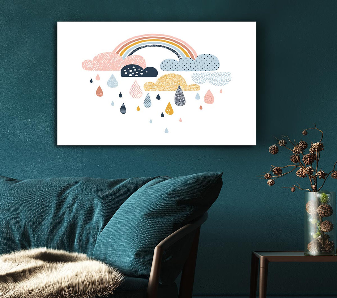 Picture of Multi Coloured Clouds And Rain Canvas Print Wall Art