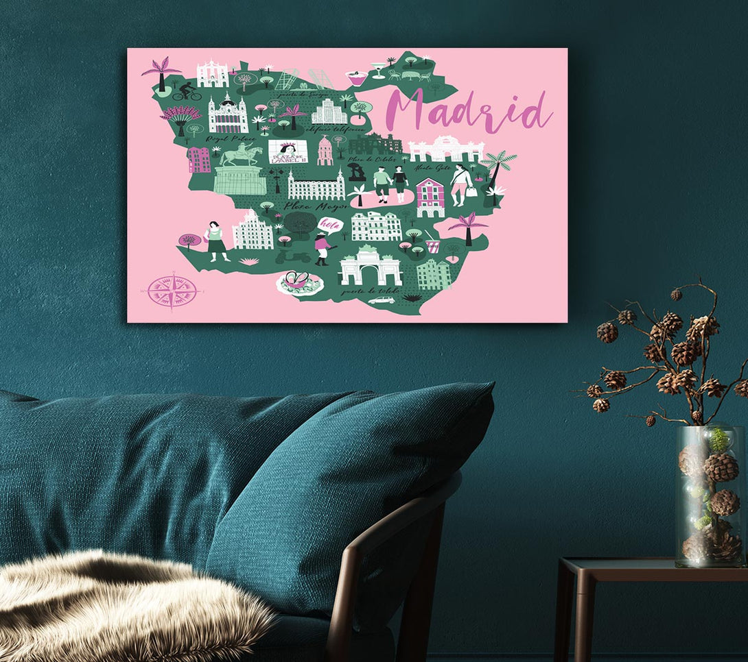 Picture of The Little Map Of Madrid Canvas Print Wall Art
